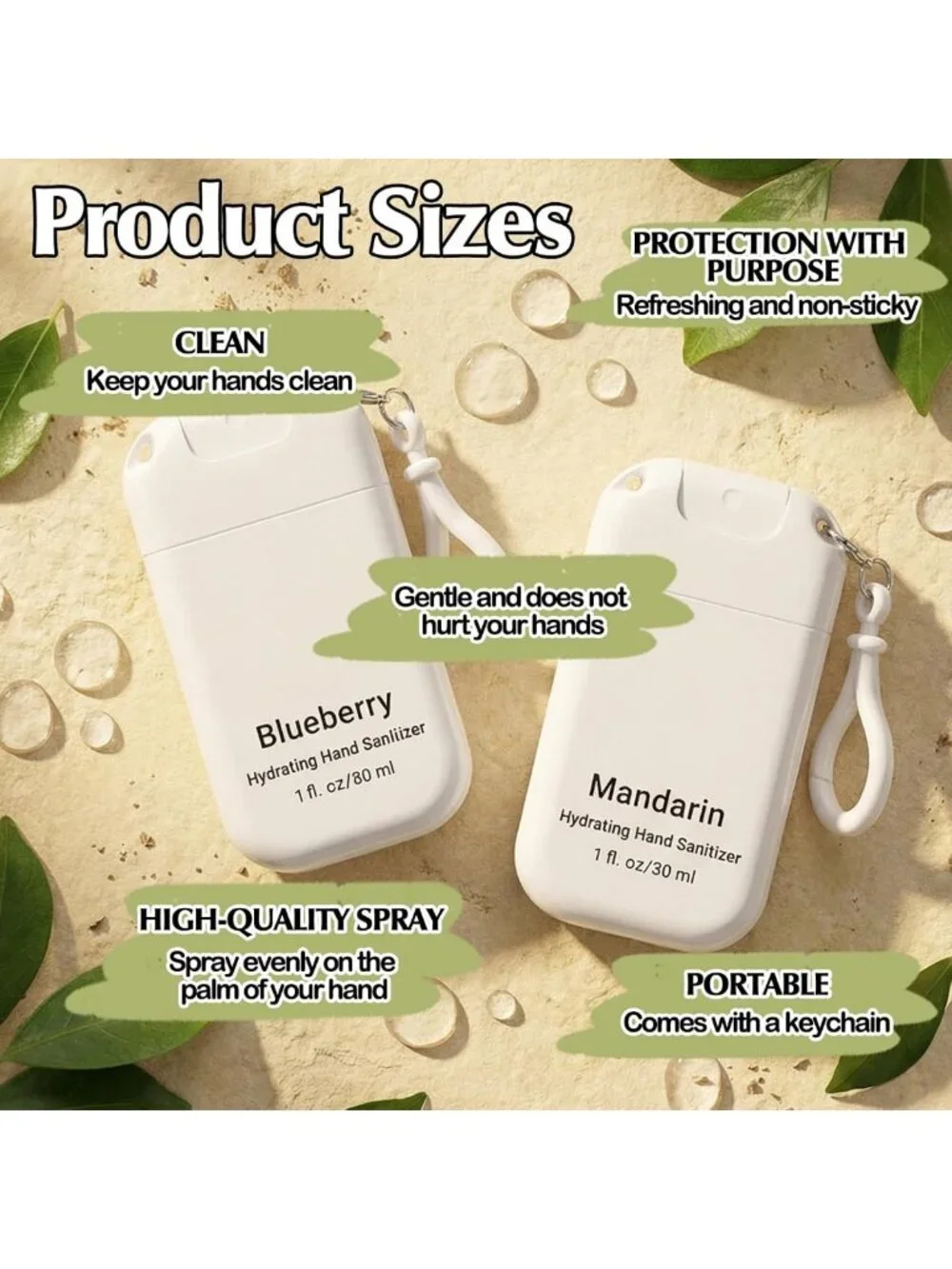 Cute Spray Hand Sanitizer Keychain - 24 Pack, Fresh Scent, Perfect for Backpacks